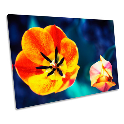 Floral Yellow Orange Flowers - Wrapped Canvas Print