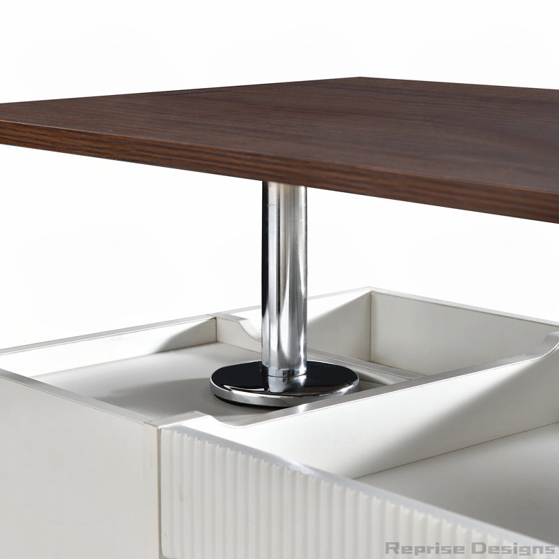 Modern Multifunctional Adjustable 360° Rotating Top End Table with Wheels and Lift-Top for Flexible Use, White