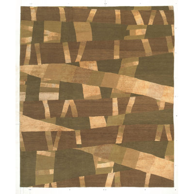 Handmade Silk and Wool Abstract Area Rug