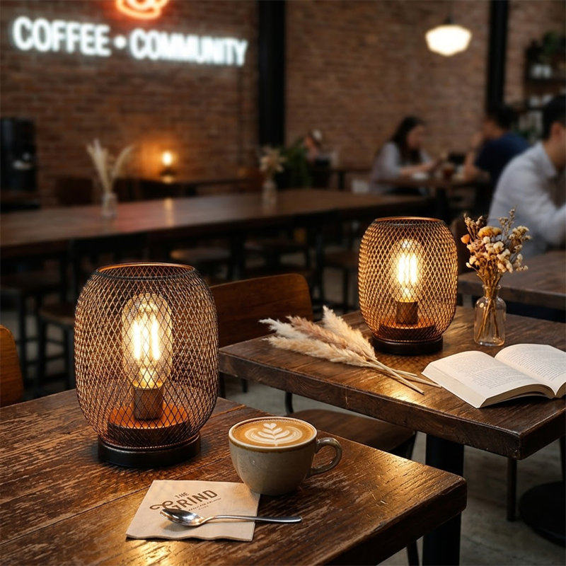 2 Set of 6.5'' High Metal Cage LED Lantern