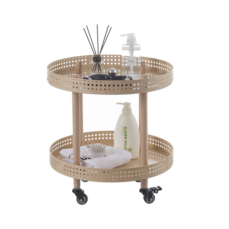 round double-layer metal cart
