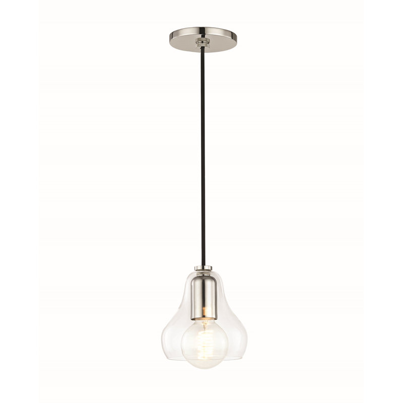 Sadie 1 - Light Single Pendant, Polished Nickel, 8" H x 5.75" W x 5.75" D