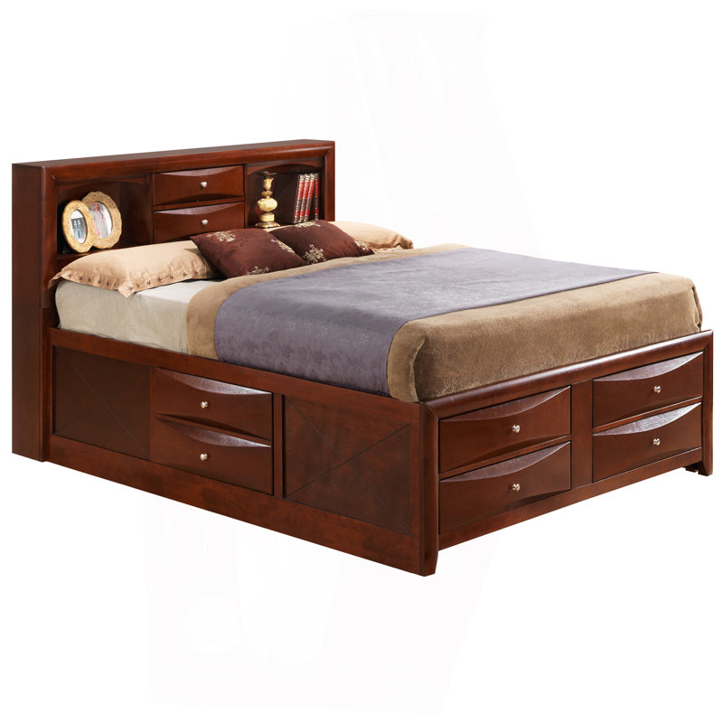 Spacious Cherry Finish King Storage Bed