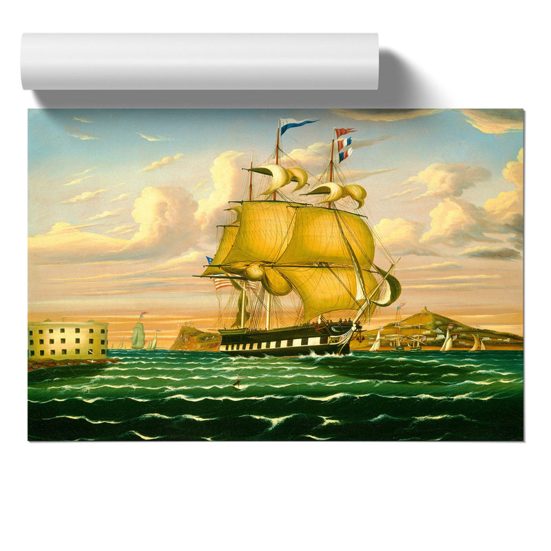 Ship Passing Castle Williams by Thomas Chambers - Frameless Print, 42cm H x 59cm W x 0.1cm D