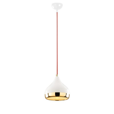 Luminaire de lustre élégant, 17,0 po de diamètre, hauteur réglable 44,1 po, corps en métal avec finition blanche, rouge et or | Douille E27, 40 W maximum, instructions d'installation incluses | Design glamour pour la décoration intérieure