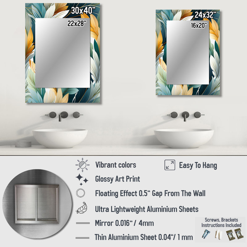Haylia - Coastal Rectangular Wall Mirror, 40 po x 30 po