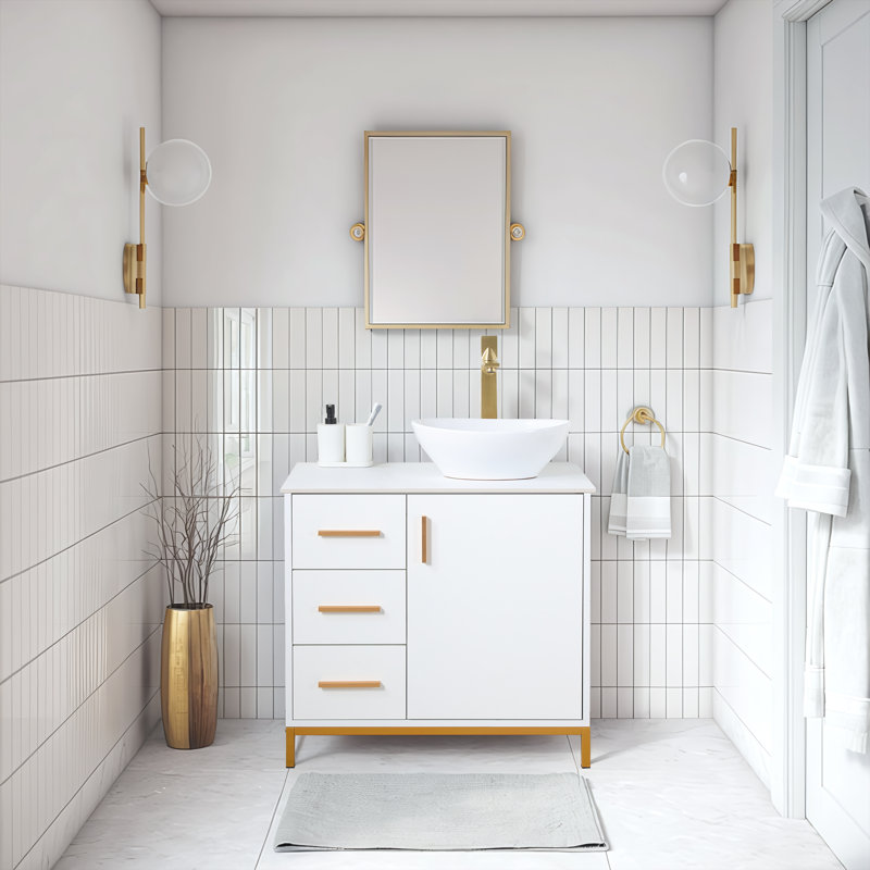  Modern Free-Standing Single Bathroom Vanity Set, White
