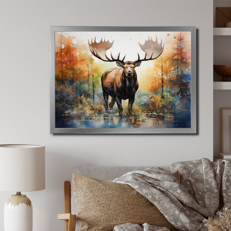 Bernardette Colorful Moose Majestic Pointillism, reproduction d'art sur toile, H 12 po x l 20 po x P 1 po