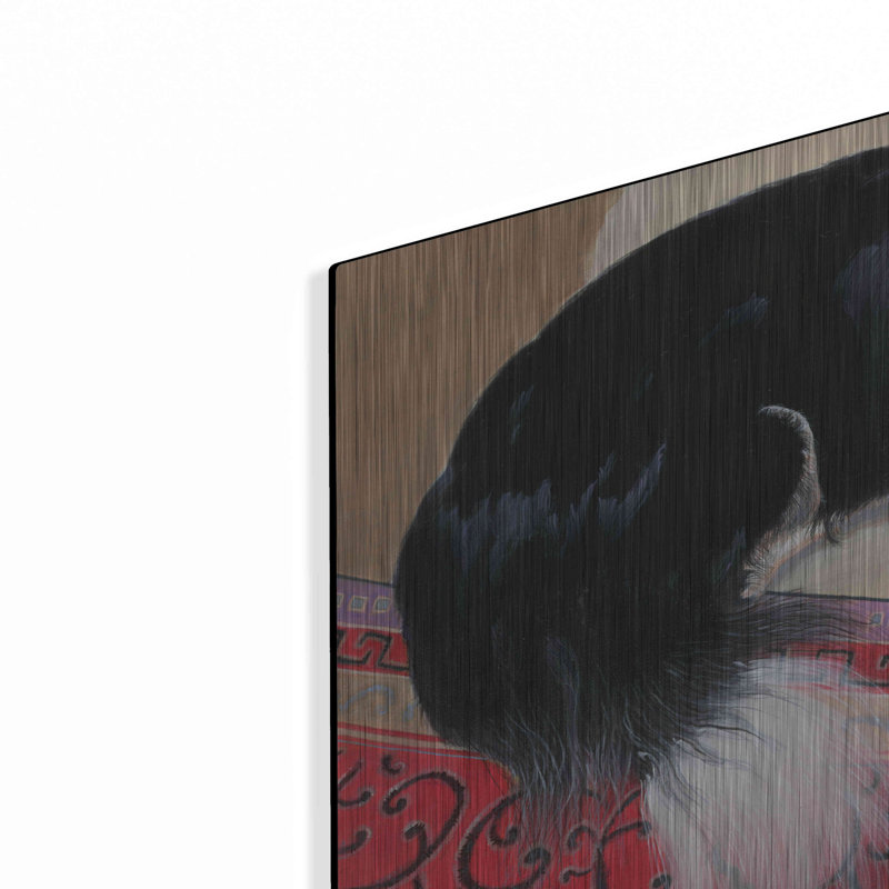 «Chien sur un tapis» par Durwood Coffey, H 12 po x l 16 po