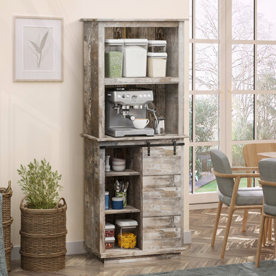 Armoire de rangement autoportante avec porte de grange coulissante