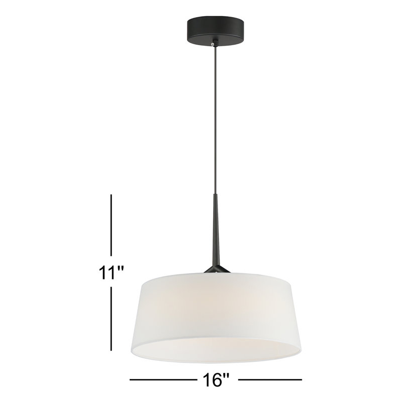 Luminaire suspendu 1 lumière DEL Melva, H 11 po x l 16 po x P 16 po, Noir
