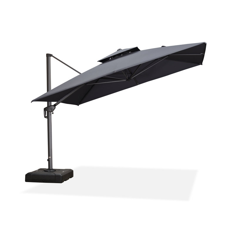 Parasol carré en porte-à-faux 11 pi Okwu, sans base, gris, gris