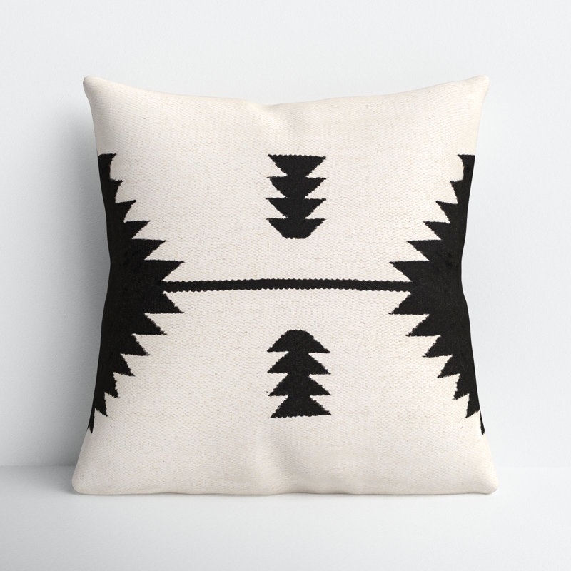 Southwestern Black and White Cotton Blend Throw Pillow