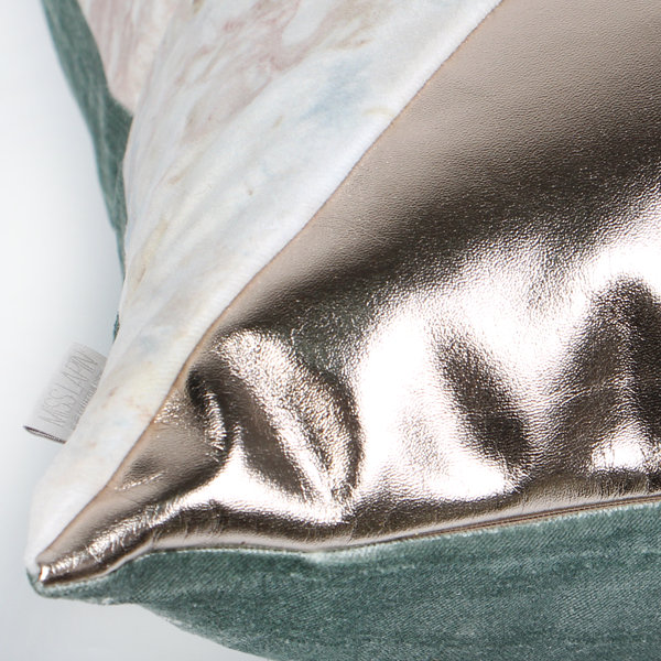 Pillow Cover, Green/Pink/Light Gold, No Fill