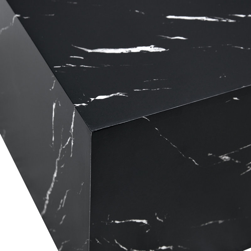 Table basse 39 po moderne à texture de marbre noir - Table d'appoint rectangulaire luxueuse en bois aggloméré pour le salon | Idée de cadeau