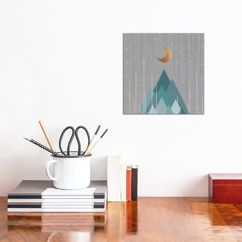 Moon & Mountains Mint Green by Orara Studio - Wrapped Canvas Gallery-Wrapped Canvas Giclée, 30.48 cm H x 30.48 cm W