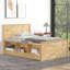 Lit plateforme moderne en bois massif avec couchette coulissante et compartiments de rangement latéraux Oiven-126227796-126227797