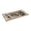 Plateau décoratif décoratif en métal et en travertin pour le style repose-pieds - Plateau rectangulaire moderne pour table basse, cuisine ou bijoux - 16 po, argent et ivoire-131180468