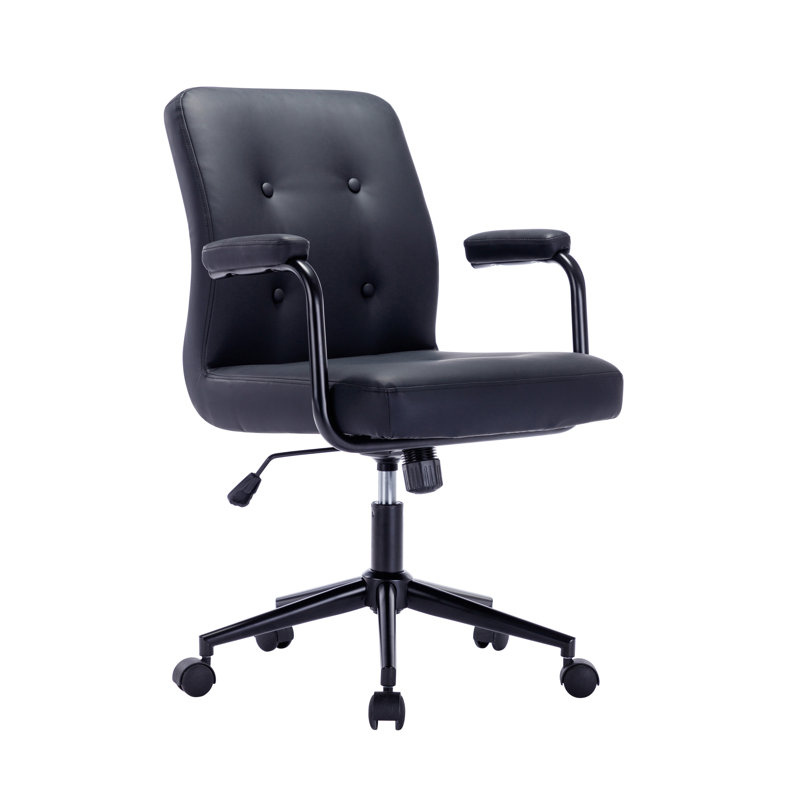 Chaise de bureau en similicuir Edelfriede, Noir