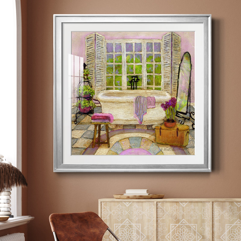 Sunny Day Bath II - peinture encadrée, Papier avec cadre argenté, H 26,5 po x l 26,5 po x P 1,5 po