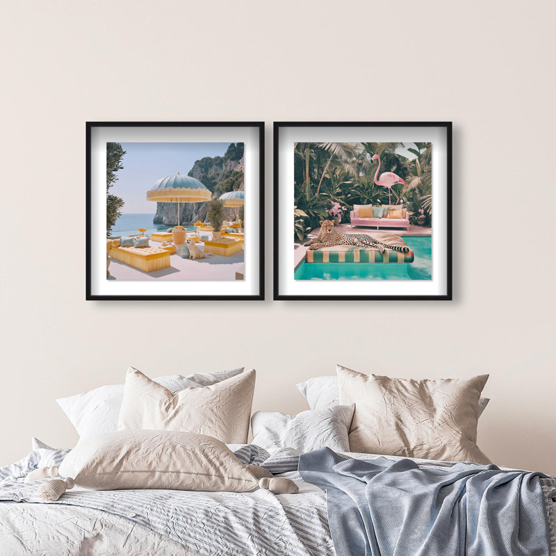 Oliver Gal Faded Daydream Set Coastal - Luxury Shadowbox Framed Wall Art, Black, 32" H x 32" W