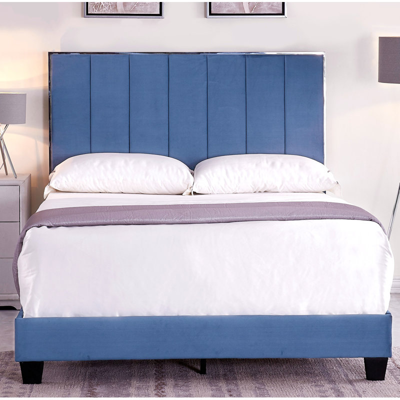 Kolin Upholstered Standard Bed, Prussian Blue, Queen