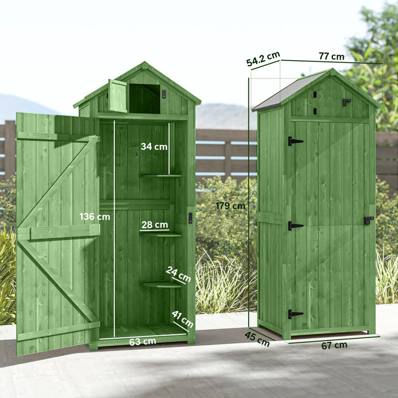 2.5 ft. W x 1.8 ft. D Solid Wood Tongue & Groove Steep Slope Tool Shed, Dark Green