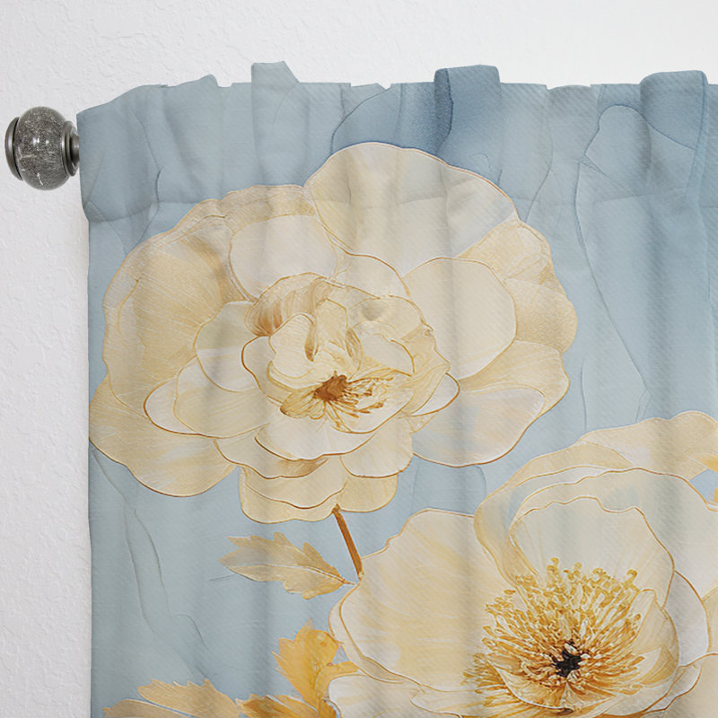 Estee Floral Delights In Ranunculus III - Traditional Velvet Curtain - Room Darkening - 1 panel, 52" W x 108" L