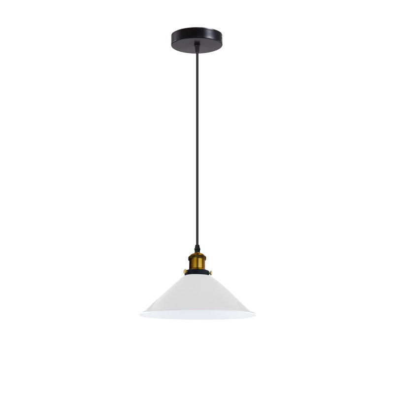 Modern Industrial Cone Pendant Light | Adjustable 1-Light Ceiling Fixture for Kitchen Islands, Dining Areas & Hallways, White