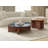 Modern Walnut And Sapphire Marble Irregular Coffee Table Nesting Set