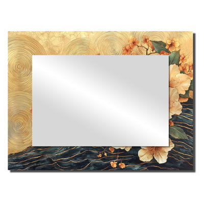 Fleurs de rhododendron d'été sur une rivière en bois II - Art mural miroir floral - imprimé sur métal