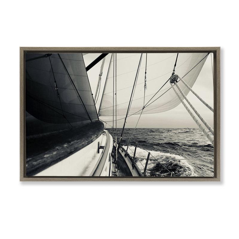  Toile flottante encadrée «Sailing the Sea View» par LSR Design Studio, Cadre flottant orme Montalcino, H 21 po x l 31 po