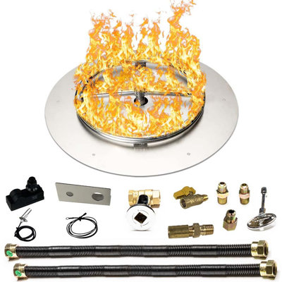 Stainless Steel Fire Pit Burner Pan & Ring with Deluxe Connectin Kit