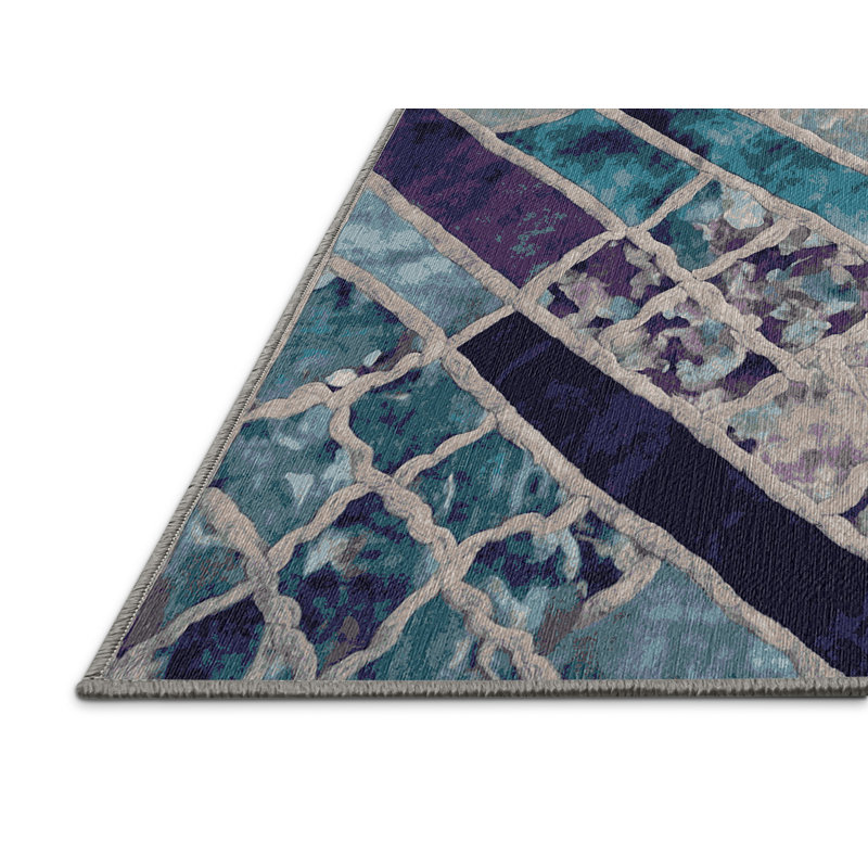Machine Washable Gray Area Rug, Round 8'