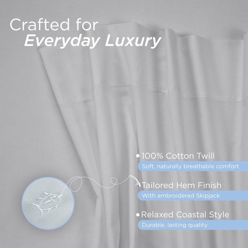 Southern Tide Cotton Twill Sheet Set, Gray, Standard Pillowcases