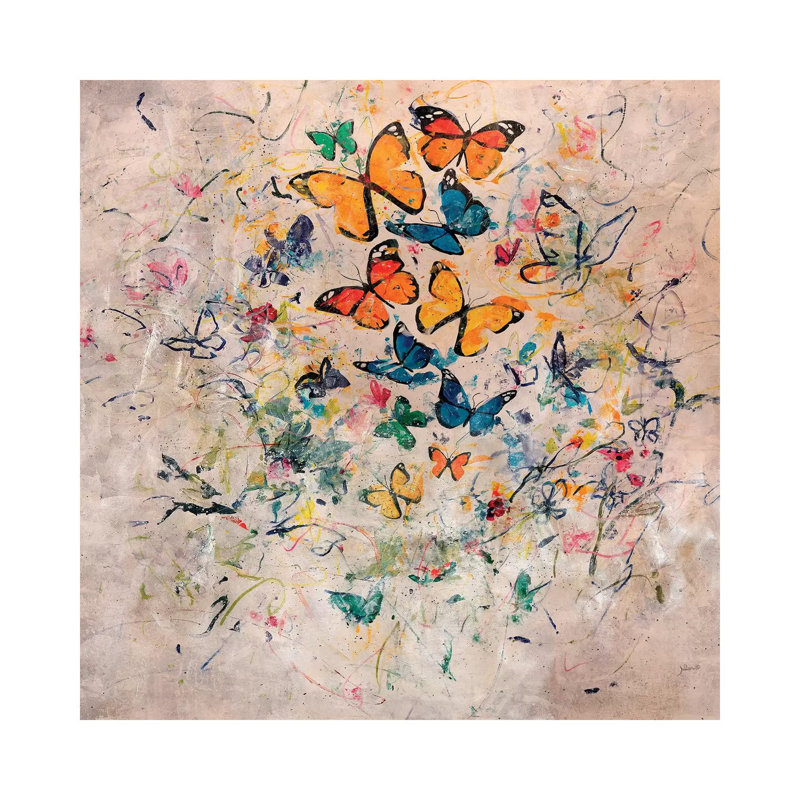 Butterfly Party by Julian Spencer - Wrapped Canvas Painting, 30.48 cm H x 30.48 cm W