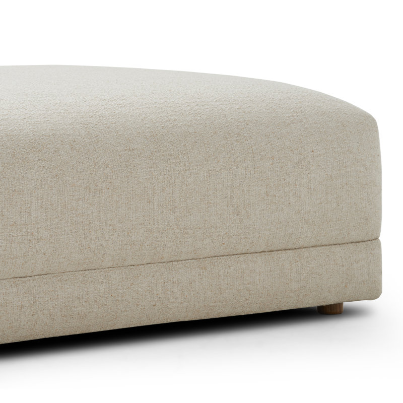 Repose-pieds de cocktail rectangulaire de 52 po de largeur Naples, Mélange de polyester crème