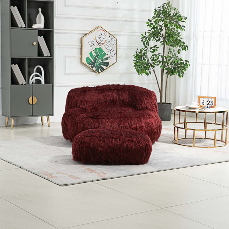 Fauteuil à billes Rikkilee, canapé de plancher avec poignée, fauteuil d'appoint avec repose-pieds pour lire et se détendre