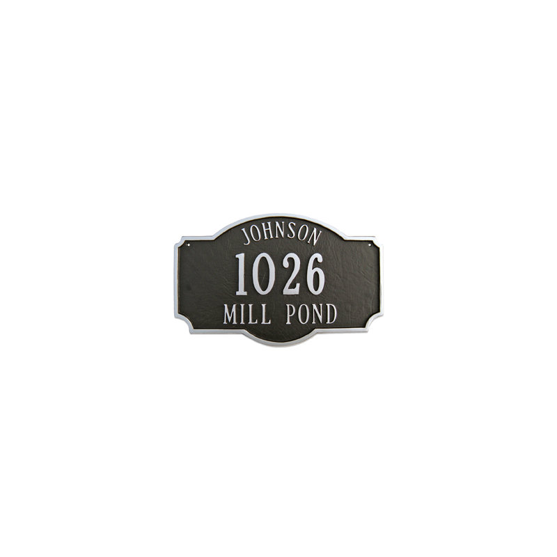 Lexington 3-Line Wall Address Plaque, Black/Silver