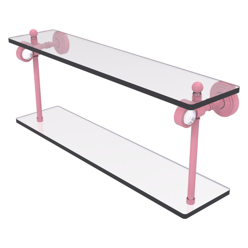 Yve 2 Piece Tiered Shelf, 9.3" H x 22" W x 5.125" D, Pink