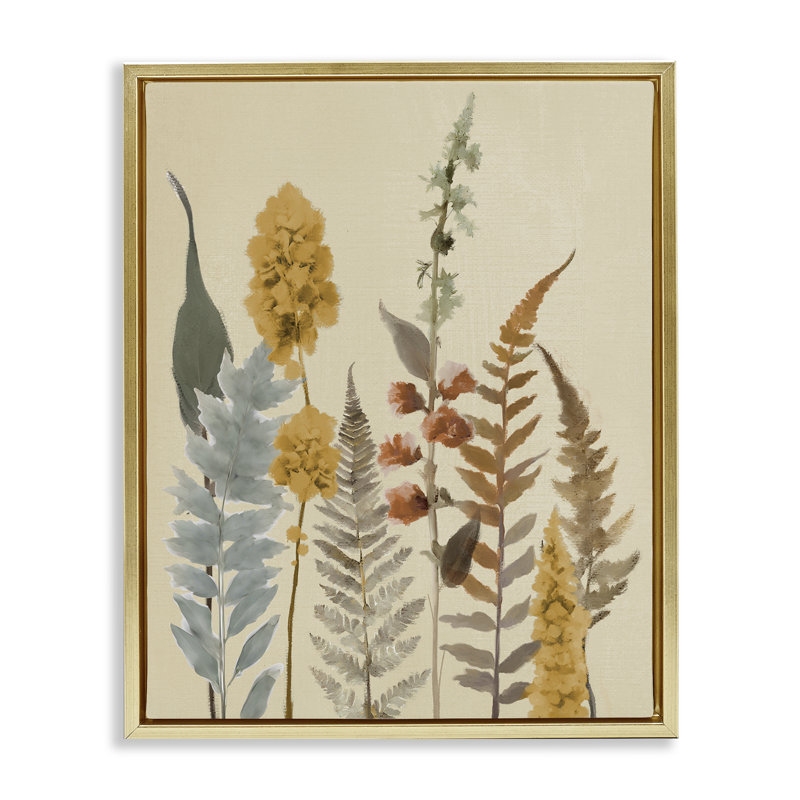Cadre flottant Autumnal Wild Plants, design par Elizabeth Medley, H 31 po x l 25 po, Cadre flottant métallique doré