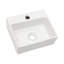 Lavabo de salle de bain mural rectangulaire en céramique blanche 13,6 x 11,6 pouces, teint, faible absorption d'eau, style flottant, accessoires de montage avec lavabo simple, surface lisse acide, moderne