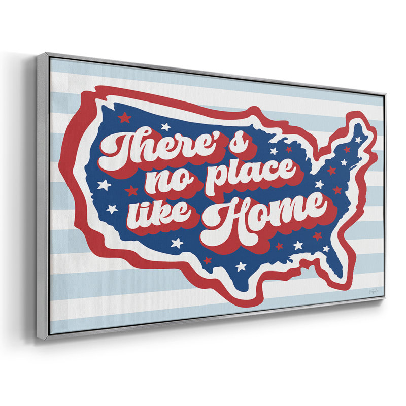 Retro USA - Toile tendue avec châssis encadré - Prêt à accrocher, H 25 po x l 49 po, Argent argent