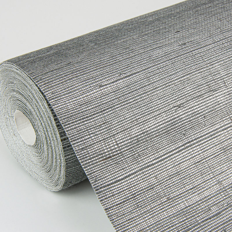 Loom Abstract Grass Cloth Wallpaper Roll, 36" W x 24' L, Slate
