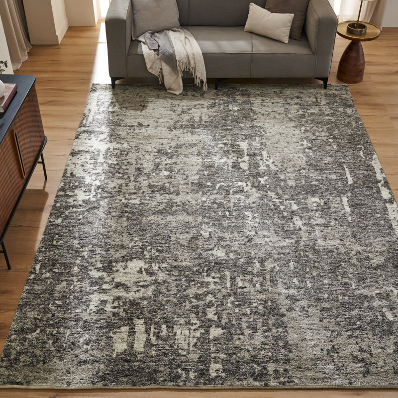 Nomad Haven Wool Hand Knotted Area Rug in Charcoal Mist, 12' x 15'