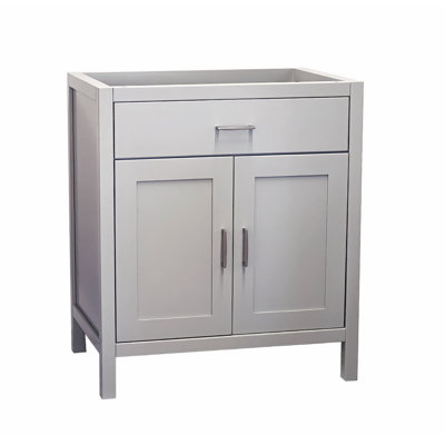 24'' Light Grey Pro Grade Solid Wood Freestanding Bathroom Vanity with Plywood Box Construction Tip-Out Drawer 