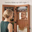 Armoire-penderie pour armoire à bijoux en bois massif avec miroir pleine longueur, 47,5 x 14,3 po, verrouillable au mur avec lumière DEL-98943472