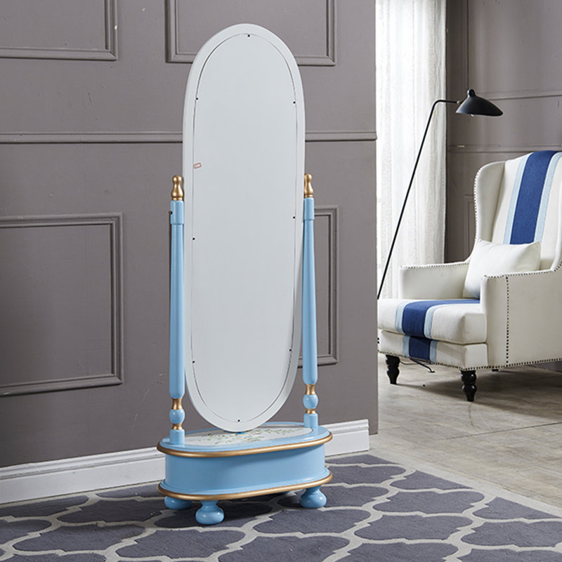Modern Painted Arched-Panel Drawer Full-Length Mirror