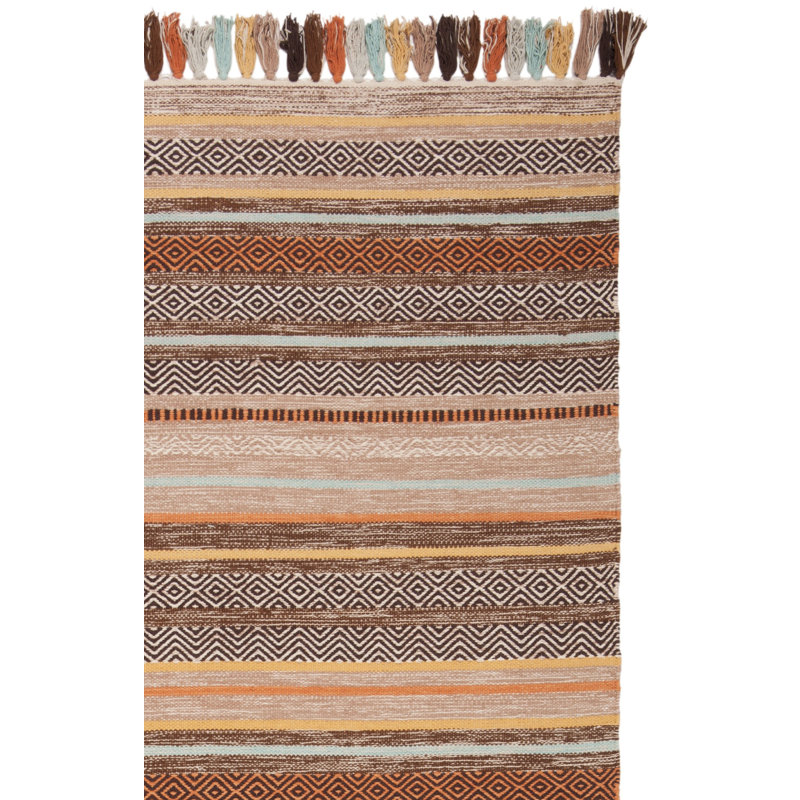 Tapis rayé en coton tissé à la main Montauk, Rectangle 2 pi 6 po x 4 pi