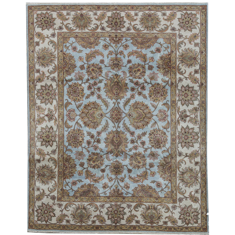 Cornwall Wool Oriental Area Rug in Light Blue/Ivory, Rectangle 7'10" x 10'1"